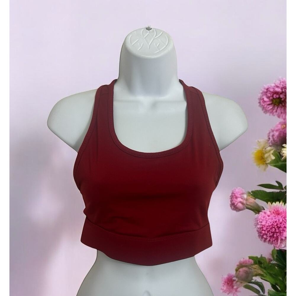Fabletics Burgundy Sports Bra Sz M Racerback Athletic Support Gym Top